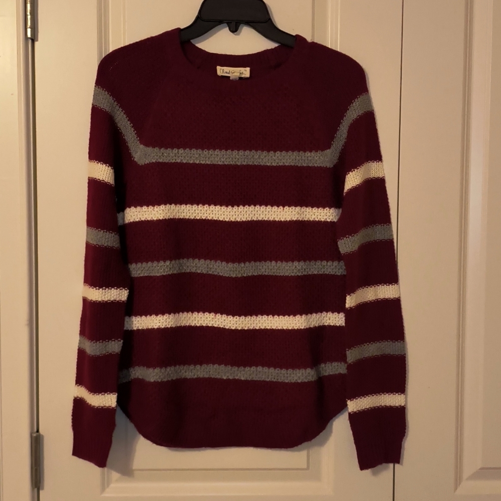 Burgundy striped sweater, size M